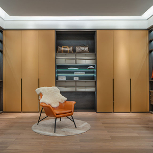 Moderne Hermes oransje garderobe med imitasjon skinndekket garderobe dør/tilpasset moderne høykvalitets walk-in lærdørpanel skap soverom garderobe