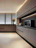 Marangyang Kitchen Space na may Maluwag na Gray - toned Cabinets